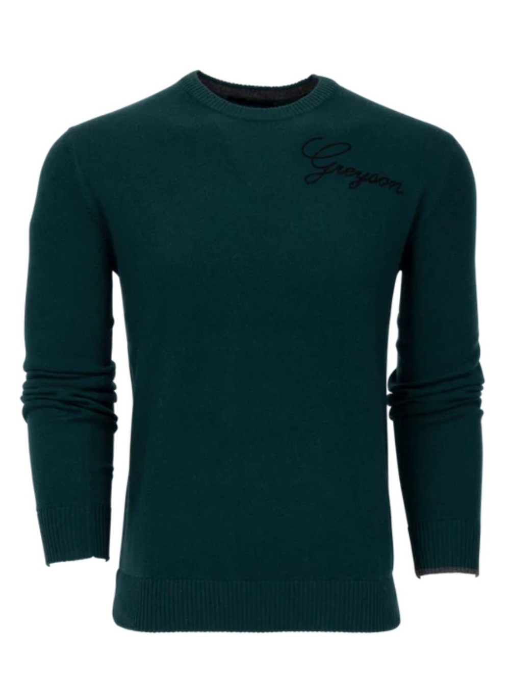 Worn once - Men’s Greyson Cashmere Alpha Wolf Tomahawk Sweater - Dark Green - XL